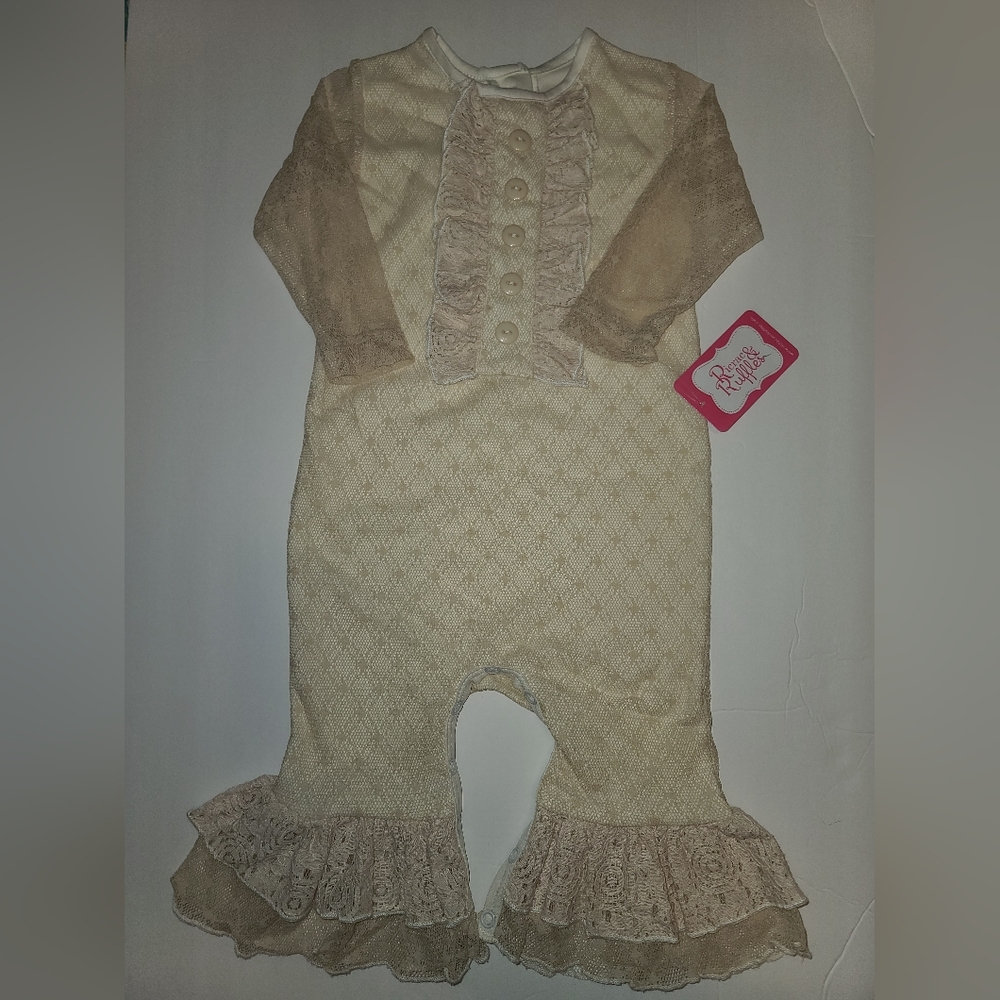 Ricrac & Ruffles cream lace ruffle romper size 12 months NWT
